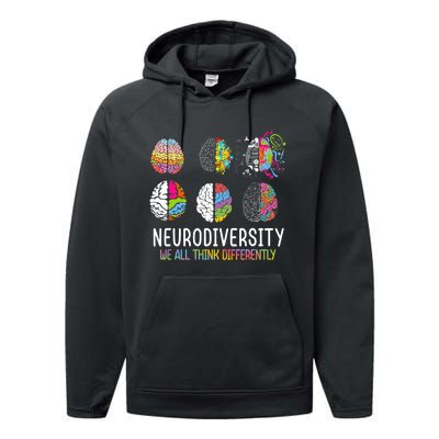 We All Think Differently Neurodiversity Autism Performance Fleece Hoodie