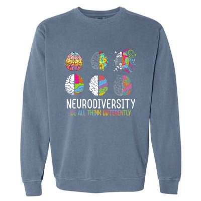 We All Think Differently Neurodiversity Autism Garment-Dyed Sweatshirt