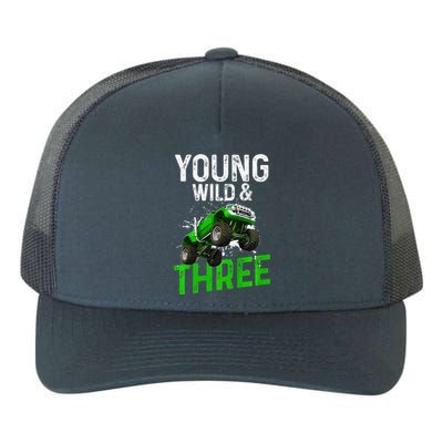 Wild And Three Monster Truck Theme Birthday 3 Years Yupoong Adult 5-Panel Trucker Hat