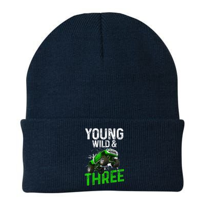 Wild And Three Monster Truck Theme Birthday 3 Years Knit Cap Winter Beanie