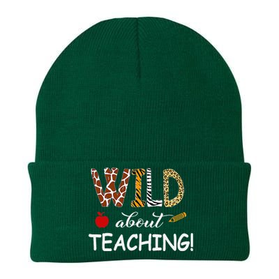 Wild About Teaching Zebra Leopard Print School Teacher Knit Cap Winter Beanie