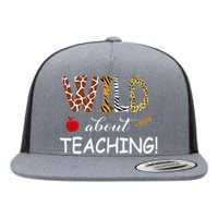 Wild About Teaching Zebra Leopard Print School Teacher Flat Bill Trucker Hat