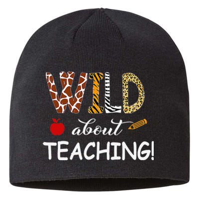 Wild About Teaching Zebra Leopard Print School Teacher Sustainable Beanie