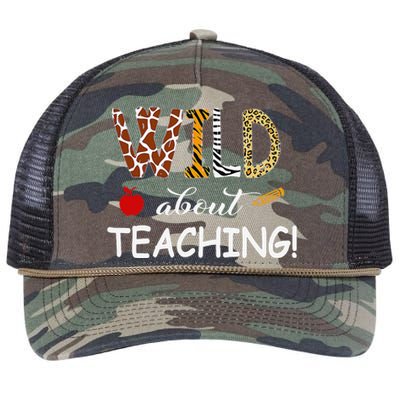 Wild About Teaching Zebra Leopard Print School Teacher Retro Rope Trucker Hat Cap