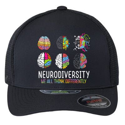 We All Think Differently Neurodiversity Autism Flexfit Unipanel Trucker Cap