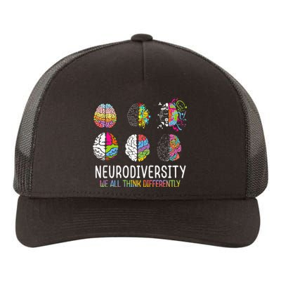 We All Think Differently Neurodiversity Autism Yupoong Adult 5-Panel Trucker Hat