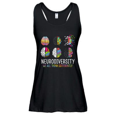 We All Think Differently Neurodiversity Autism Ladies Essential Flowy Tank