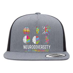 We All Think Differently Neurodiversity Autism Flat Bill Trucker Hat