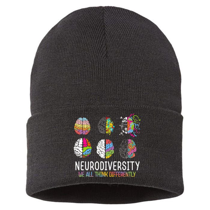 We All Think Differently Neurodiversity Autism Sustainable Knit Beanie