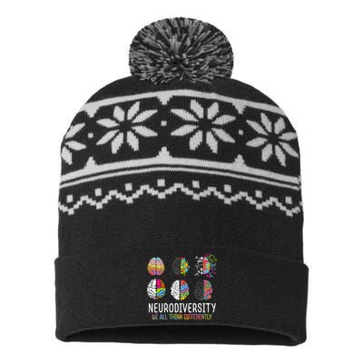 We All Think Differently Neurodiversity Autism USA-Made Snowflake Beanie