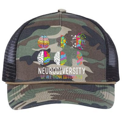 We All Think Differently Neurodiversity Autism Retro Rope Trucker Hat Cap