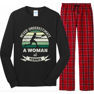 Wo At Tennis Funny Sports Xmas Funny Gift Mom Gift Long Sleeve Pajama Set