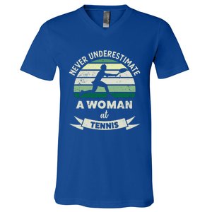 Wo At Tennis Funny Sports Xmas Funny Gift Mom Gift V-Neck T-Shirt