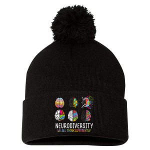 We All Think Differently Neurodiversity Autism Pom Pom 12in Knit Beanie