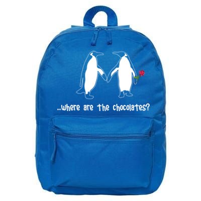 Where Are The Chocolates Cute Penguin Couple Valentine's Day Gift 16 in Basic Backpack