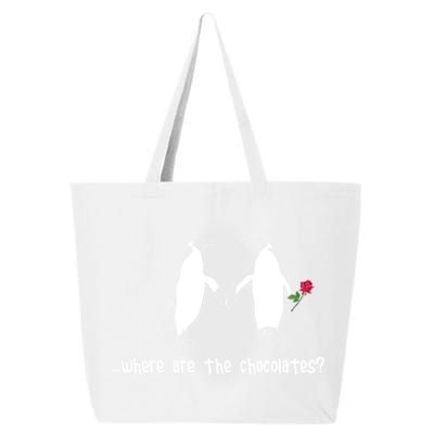 Where Are The Chocolates Cute Penguin Couple Valentine's Day Gift 25L Jumbo Tote