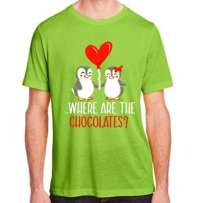 Where Are The Chocolates Cute Penguin Couple Valentine's Day Funny Gift Adult ChromaSoft Performance T-Shirt