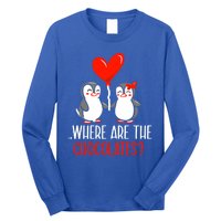 Where Are The Chocolates Cute Penguin Couple Valentine's Day Funny Gift Long Sleeve Shirt