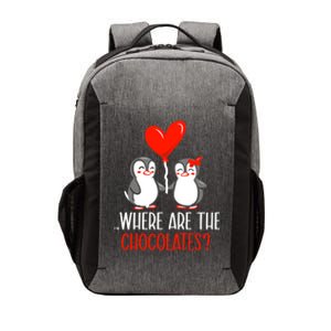 Where Are The Chocolates Cute Penguin Couple Valentine's Day Funny Gift Vector Backpack