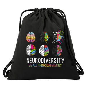 We All Think Differently Neurodiversity Drawstring Bag