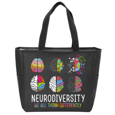 We All Think Differently Neurodiversity Zip Tote Bag