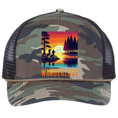 Wanderlust Adventure Tguys Fishing At Sunset Retro Rope Trucker Hat Cap