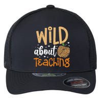 Wild About Teaching Teacher Back to School Leopard Print Flexfit Unipanel Trucker Cap