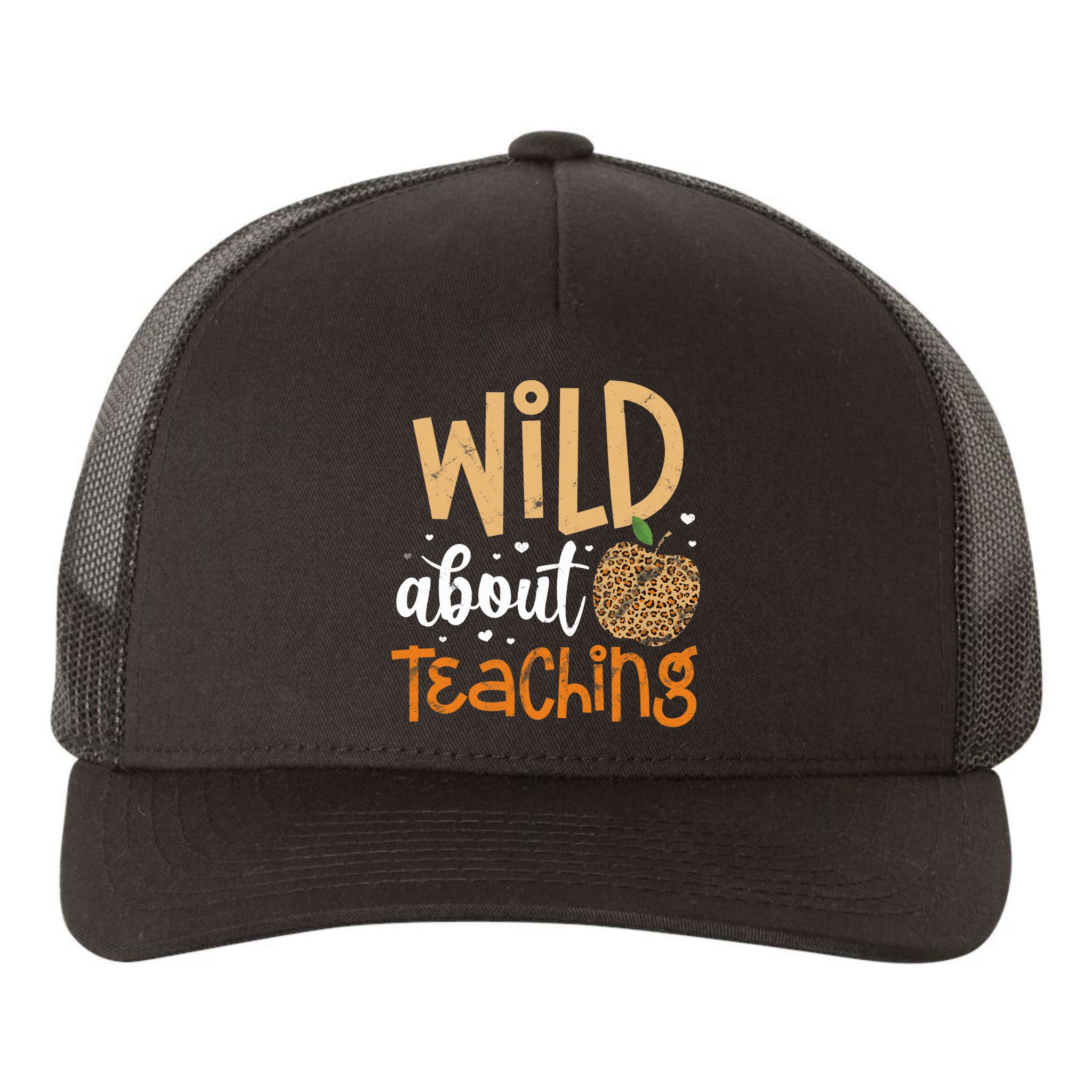 Wild About Teaching Teacher Back to School Leopard Print Yupoong Adult 5-Panel Trucker Hat