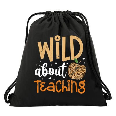Wild About Teaching Teacher Back to School Leopard Print Drawstring Bag