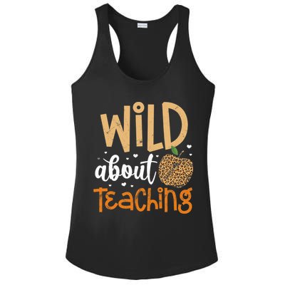 Wild About Teaching Teacher Back to School Leopard Print Ladies PosiCharge Competitor Racerback Tank