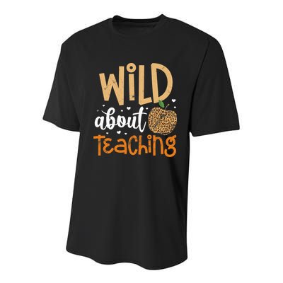 Wild About Teaching Teacher Back to School Leopard Print Youth Performance Sprint T-Shirt