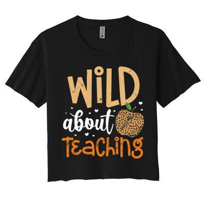 Wild About Teaching Teacher Back to School Leopard Print Crop Top
