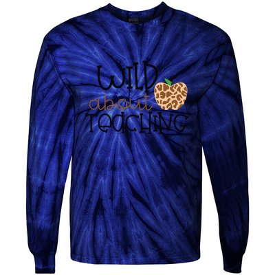 Wild About Teaching Leopard School Grade Teacher Gift Tie-Dye Long Sleeve Shirt