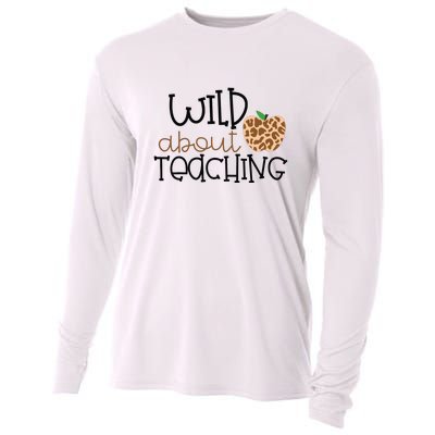 Wild About Teaching Leopard School Grade Teacher Gift Cooling Performance Long Sleeve Crew