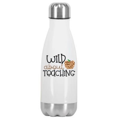 Wild About Teaching Leopard School Grade Teacher Gift Stainless Steel Insulated Water Bottle