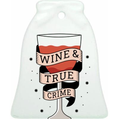 Wine And True Crime Ceramic Bell Ornament