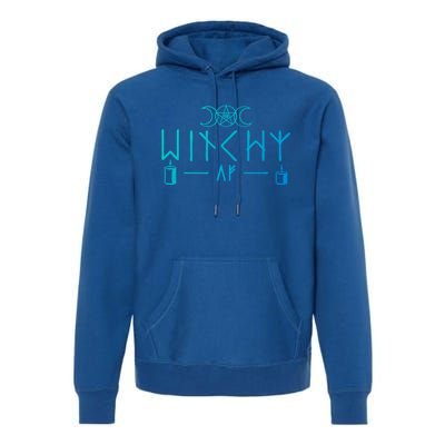 Witchy Af Three Moons Wicca Cool Gift Premium Hoodie