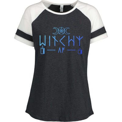 Witchy Af Three Moons Wicca Cool Gift Enza Ladies Jersey Colorblock Tee