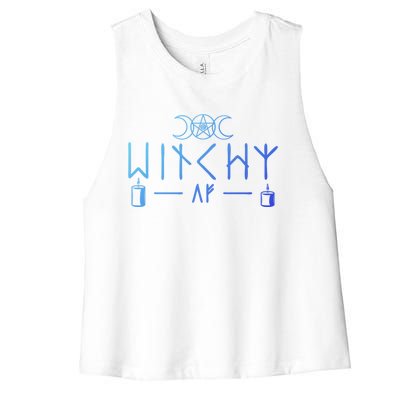 Witchy Af Three Moons Wicca Cool Gift Women's Racerback Cropped Tank