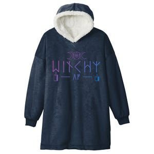 Witchy Af Three Moons Wicca Cool Gift Hooded Wearable Blanket