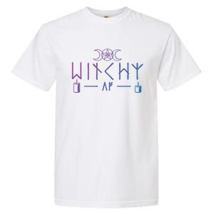 Witchy Af Three Moons Wicca Cool Gift Garment-Dyed Heavyweight T-Shirt