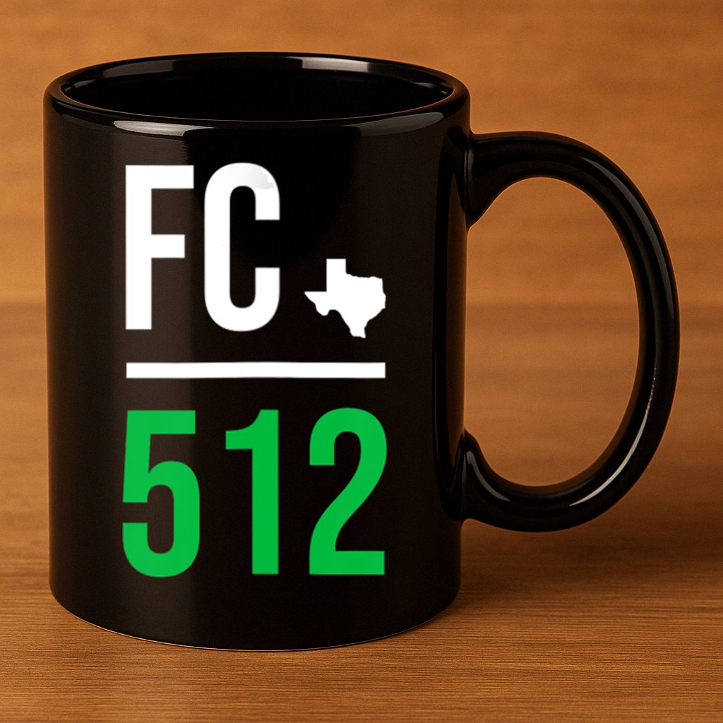 Womens Austin Texas Soccer 512 Futbol Fan Match Day Badge 11oz C Handle Ceramic Mug