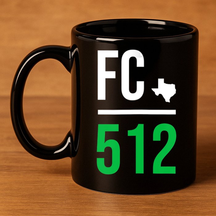 Womens Austin Texas Soccer 512 Futbol Fan Match Day Badge 11oz C Handle Ceramic Mug