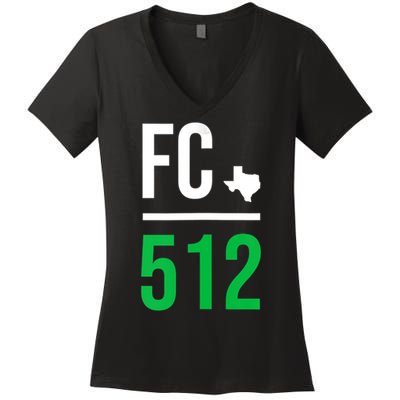 Womens Austin Texas Soccer 512 Futbol Fan Match Day Badge Women's V-Neck T-Shirt