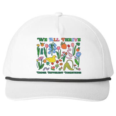 We All Thrive Under Different Conditions Autism Teacher Special Education Snapback Five-Panel Rope Hat