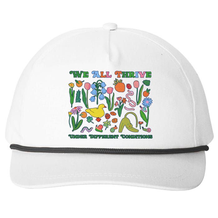 We All Thrive Under Different Conditions Autism Teacher Special Education Snapback Five-Panel Rope Hat