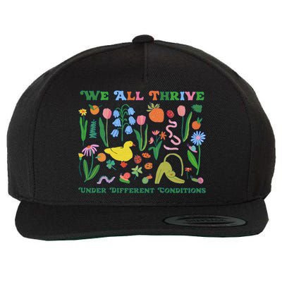 We All Thrive Under Different Conditions Autism Teacher Special Education Wool Snapback Cap