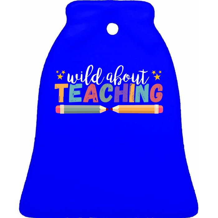 Wild About Teaching Back To School Teacher Great Gift Ceramic Bell Ornament