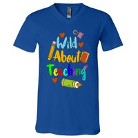 Wild About Teaching Designs For Teachers Gift V-Neck T-Shirt