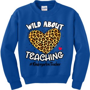 Wild About Teaching Kindergarten Teacher Squad Leopard Print Cute Gift Kids Sweatshirt